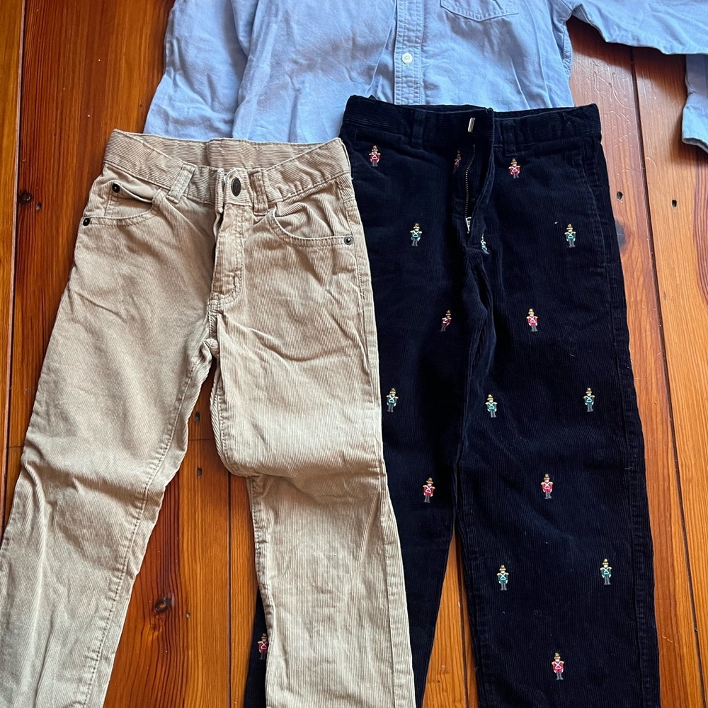 Stylish Kids Corduroy Pants Set - Black and Tan